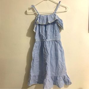 H&M Girls Blue and White Striped Shoulder Strap 100% Cotton Dress in Size 10-12Y